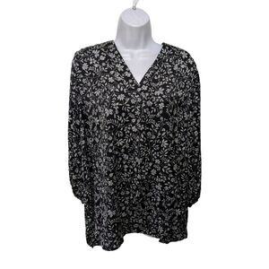 NWT Zac & Rachel Popover Shirt Blouse 1X Printed